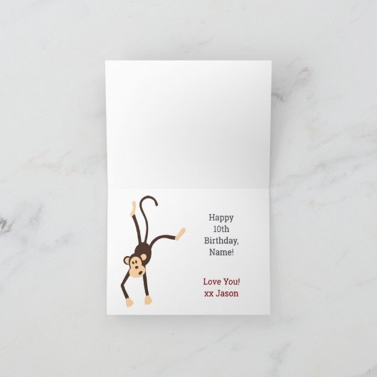 Grappige Schattigee Aap Kinder Meisje Jongen 10e V Kaart (Binnen)