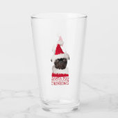 Grappige Schattigee Black Pug Santa Hat Kerstmis Glas (Achterkant)