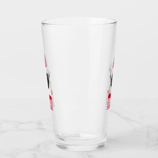 Grappige Schattigee Black Pug Santa Hat Kerstmis Glas (Links)