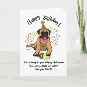 Grappige Schattigee Bull Mastiff Dog Verjaardag Ka