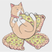Grappige Schattigee Cartoon Pizza Cat Sticker (Voorkant)