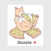 Grappige Schattigee Cartoon Pizza Cat Sticker (Vel)