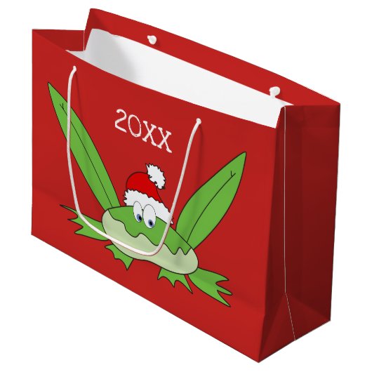 Grappige Schattigee Cartoon Santa Claus Frog Chris Groot Cadeauzakje (Voorkant Gekanteld)