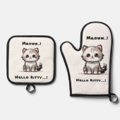 Grappige Schattigee Cat Catmas Humor Ovenwant & Pannenlap Set (Voorkant)