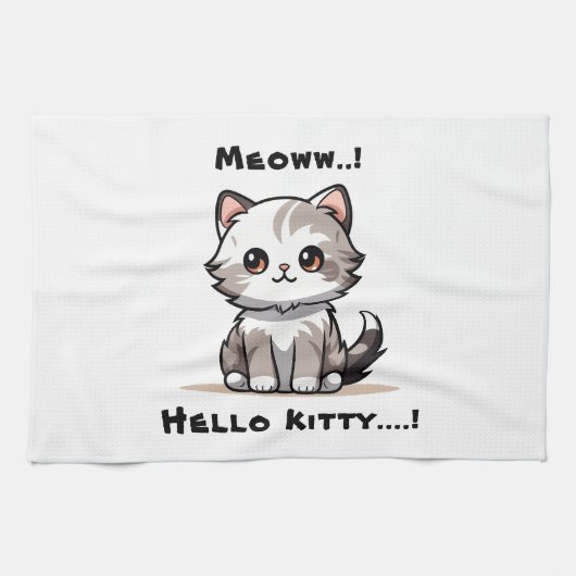 Grappige Schattigee Cat Catmas Humor Theedoek (Horizontaal)