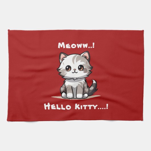 Grappige Schattigee Cat Catmas Humor Theedoek (Horizontaal)