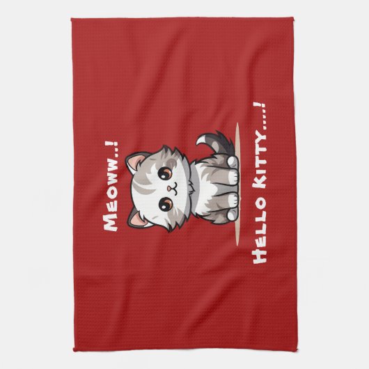 Grappige Schattigee Cat Catmas Humor Theedoek (Verticaal)