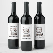 Grappige Schattigee Cat Catmas Humor Wijn Etiket (Flessen)