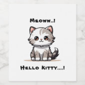 Grappige Schattigee Cat Catmas Humor Wijn Etiket (Enkel label)