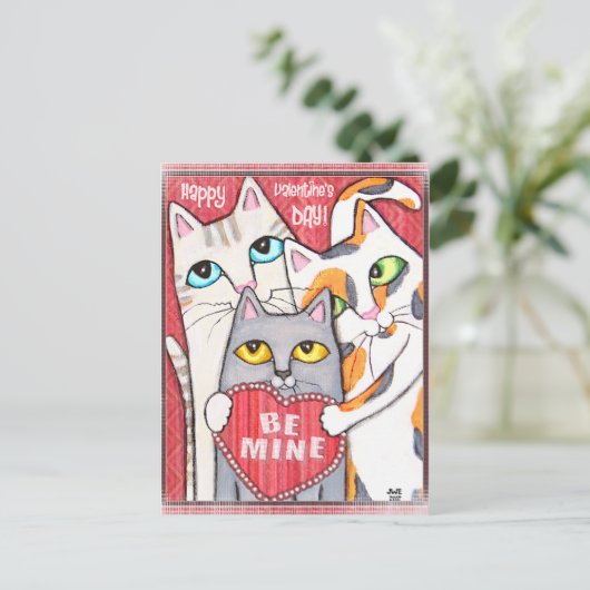 Grappige & Schattigee Cat Valentijn Flat Kaart (Staand voorkant)