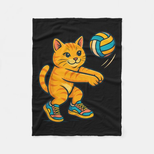 Grappige Schattigee Cat Volleybal Speler Fan T-shi Fleece Deken (Voorkant)