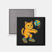 Grappige Schattigee Cat Volleybal Speler Fan T-shi Magneet (Voorkant / Achterkant)