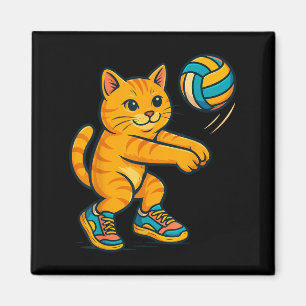 Grappige Schattigee Cat Volleybal Speler Fan T-shi Magneet