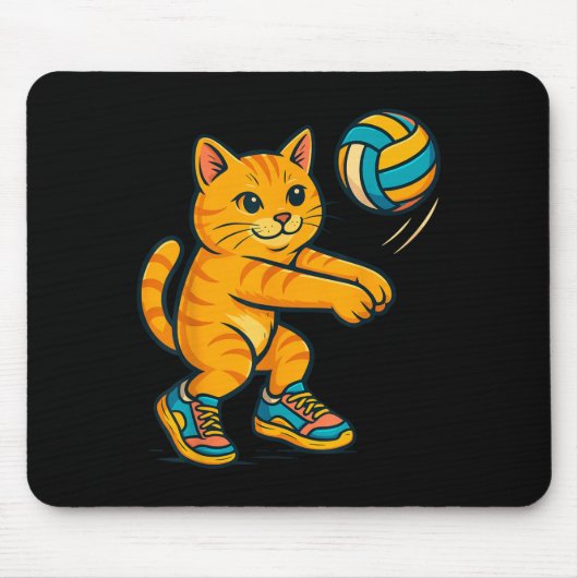 Grappige Schattigee Cat Volleybal Speler Fan T-shi Muismat (Voorkant)