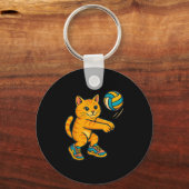 Grappige Schattigee Cat Volleybal Speler Fan T-shi Sleutelhanger (Voorkant)