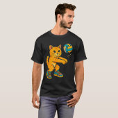 Grappige Schattigee Cat Volleybal Speler Fan T-shi T-shirt (Voorkant volledig)