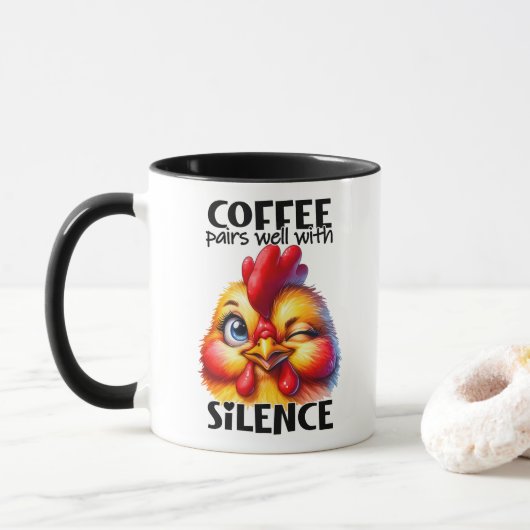 Grappige Schattigee Chicken Witty Coffee Quote en  Mok (Met donut)