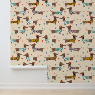 Grappige Schattigee Dachshund Dogs Behang