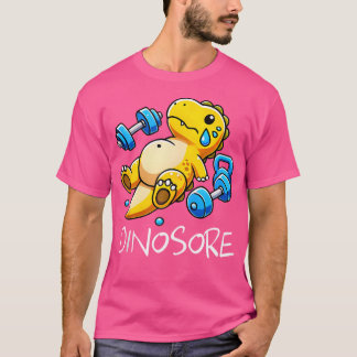 Grappige Schattigee Dinosaur Workout Gym Fitness W T-shirt