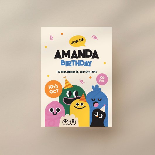 Grappige Schattigee Doodle verjaardagsuitnodiging Kaart