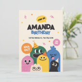 Grappige Schattigee Doodle verjaardagsuitnodiging Kaart (Staand voorkant)
