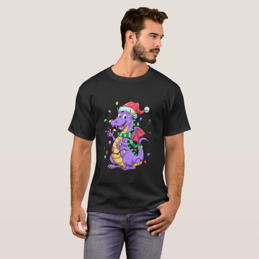 Grappige Schattigee Dragon Figment Lights Christma T-shirt (Voorkant volledig)