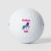 Grappige Schattigee Eenhoorn Monogram Initialen Golfballen (Voorkant)