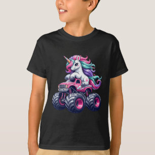 Grappige Schattigee eenhoorn rijden op een roze mo T-shirt