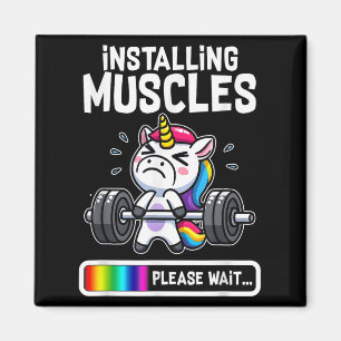 Grappige Schattigee Eenhoorn Workout Gym Fitness W Magneet