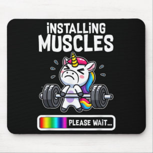Grappige Schattigee Eenhoorn Workout Gym Fitness W Muismat