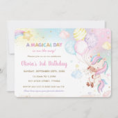 Grappige Schattigee eenhoornballonnen Rainbow Birt Kaart (Voorkant)