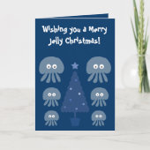 Grappige, Schattigee & eigenzinnige Blue Jellyfish Feestdagen Kaart (Voorkant)