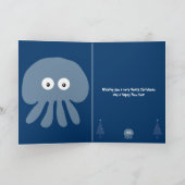 Grappige, Schattigee & eigenzinnige Blue Jellyfish Feestdagen Kaart (Binnen)