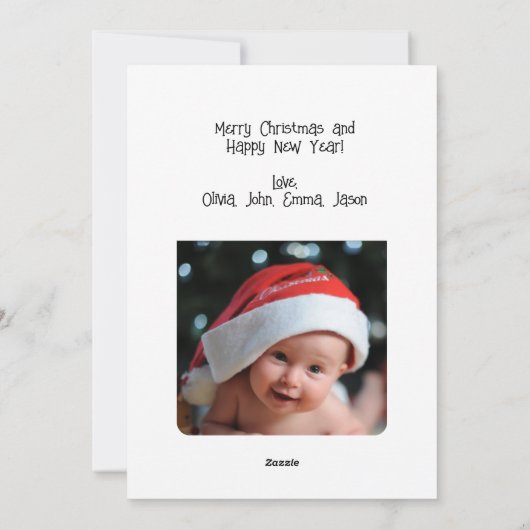 Grappige Schattigee Elf springen op vliegtuig, ker Feestdagenkaart (Achterkant)