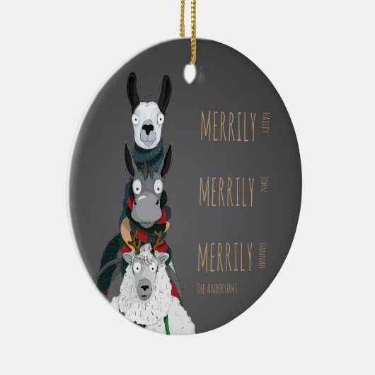 Grappige Schattigee ezel, lama & schapengrijs Keramisch Ornament (Rechts)