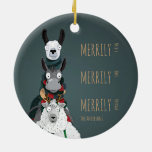 Grappige Schattigee ezel, lama & schapenturkoois Keramisch Ornament
