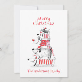 Grappige Schattigee feesthonden Red Plaid Vrolijk  Feestdagenkaart