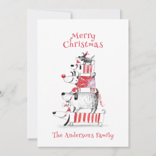 Grappige Schattigee feesthonden Red Plaid Vrolijk  Feestdagenkaart (Voorkant)