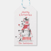 Grappige Schattigee feesthonden Vrolijk Kerstfeest Cadeaulabel (Voorkant)