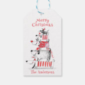 Grappige Schattigee feesthonden Vrolijk Kerstfeest Cadeaulabel (Achterkant)
