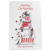 Grappige Schattigee feesthonden Vrolijk Kerstfeest Medium Cadeauzakje (Voorkant)