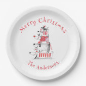 Grappige Schattigee feesthonden Vrolijk Kerstfeest Papieren Bordje (Voorkant)