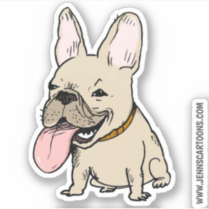 Grappige Schattigee Franse Bulldog Franse tekenf Sticker