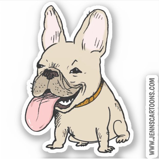 Grappige Schattigee Franse Bulldog | Franse tekenf Sticker (Voorkant)