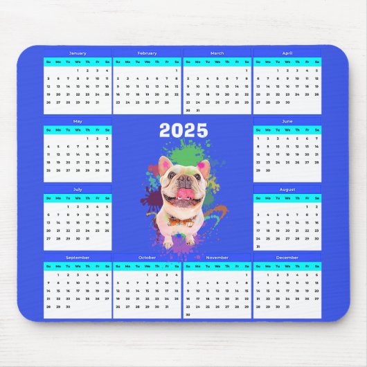 Grappige Schattigee Frenchie hondenkalender Muismat (Voorkant)