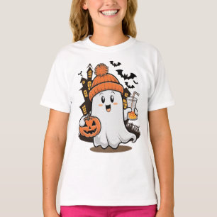 Grappige Schattigee geest met pompoen Halloween T-shirt