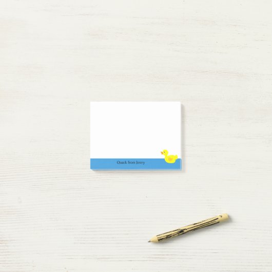 Grappige Schattigee gele eend dier aangepaste naam Post-it® Notes (Op bureau)