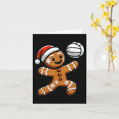 Grappige Schattigee Gingerbread Man Volleybal Chri Kaart (Gele Bloem)