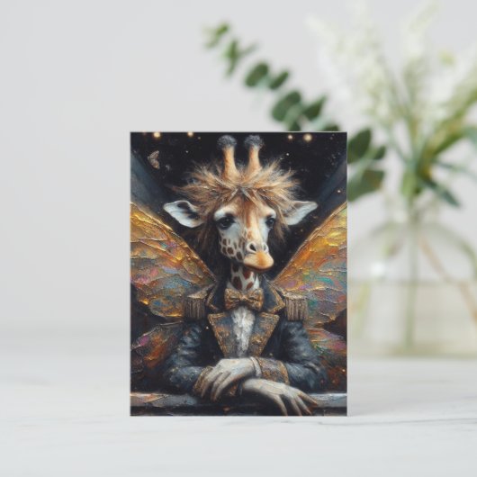 Grappige Schattigee Giraffe Fairy Briefkaart (Staand voorkant)