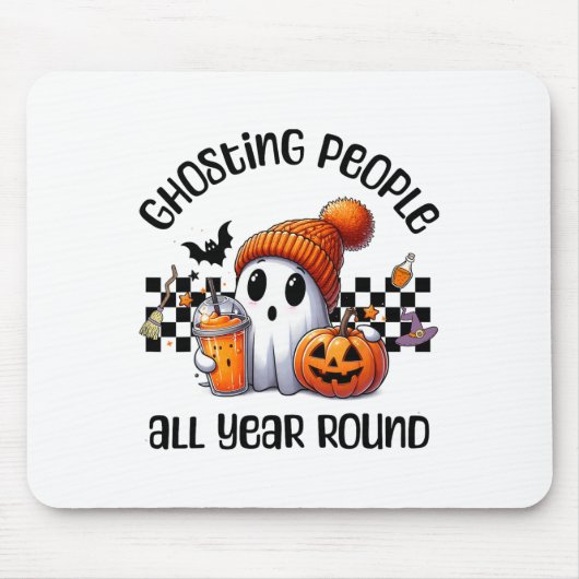 Grappige Schattigee griezelige geest Halloween Gra Muismat (Voorkant)